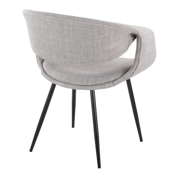 LumiSource Curvo Grey Fabric Black Metal Contemporary Chairs Set of 2 4