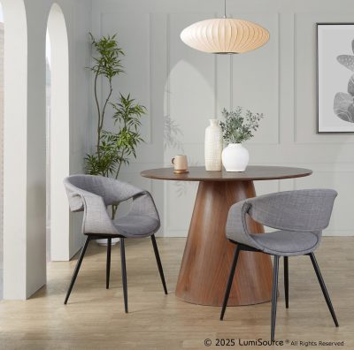 LumiSource Curvo Grey Fabric Black Metal Contemporary Chairs (Set of 2)