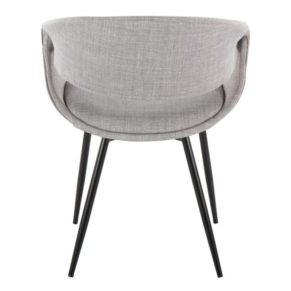 LumiSource Curvo Grey Fabric Black Metal Contemporary Chairs Set of 2 5
