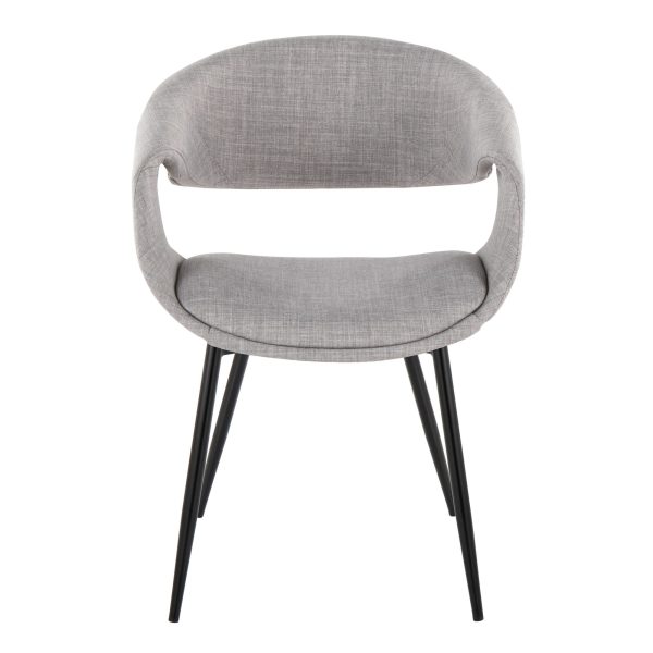 LumiSource Curvo Grey Fabric Black Metal Contemporary Chairs Set of 2 6