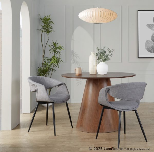 LumiSource Curvo Grey Fabric Black Metal Contemporary Chairs Set of 2