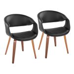LumiSource Curvo Walnut Black Faux Leather Contemporary Chairs (Set of 2)