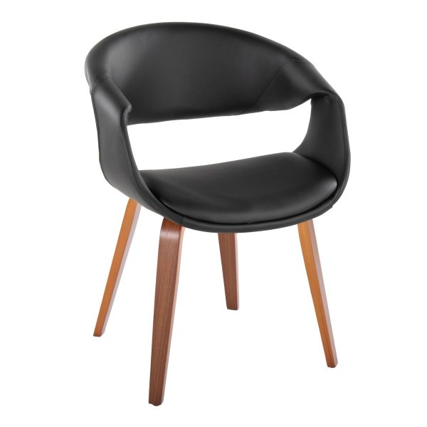 LumiSource Curvo Walnut Black Faux Leather Contemporary Chairs Set of 2 2