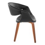 LumiSource Curvo Walnut Black Faux Leather Contemporary Chairs (Set of 2)