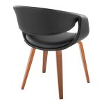 LumiSource Curvo Walnut Black Faux Leather Contemporary Chairs (Set of 2)