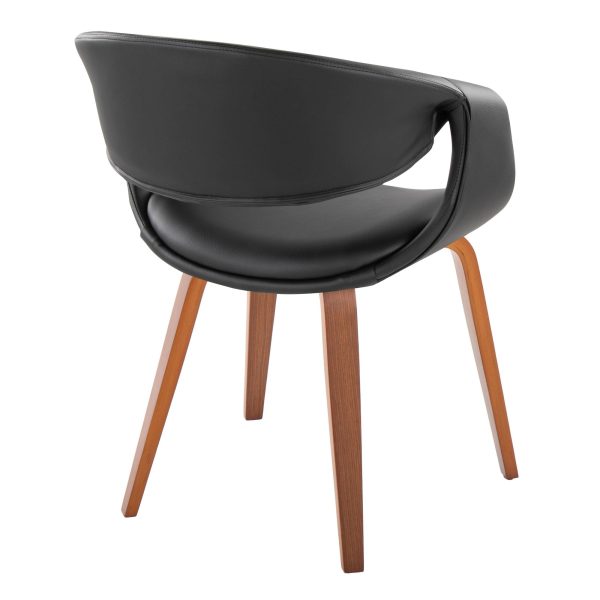LumiSource Curvo Walnut Black Faux Leather Contemporary Chairs Set of 2 4