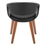 LumiSource Curvo Walnut Black Faux Leather Contemporary Chairs (Set of 2)