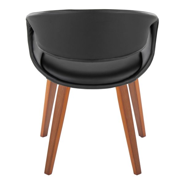 LumiSource Curvo Walnut Black Faux Leather Contemporary Chairs Set of 2 5