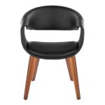 LumiSource Curvo Walnut Black Faux Leather Contemporary Chairs (Set of 2)