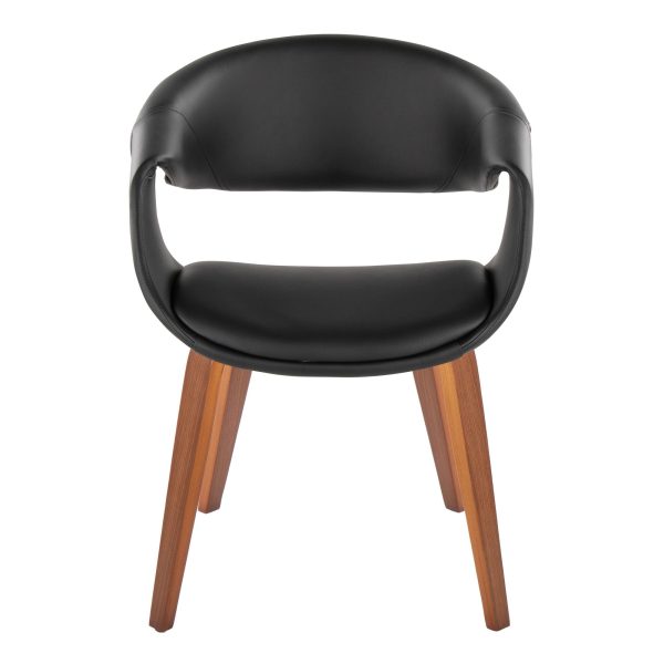 LumiSource Curvo Walnut Black Faux Leather Contemporary Chairs Set of 2 6