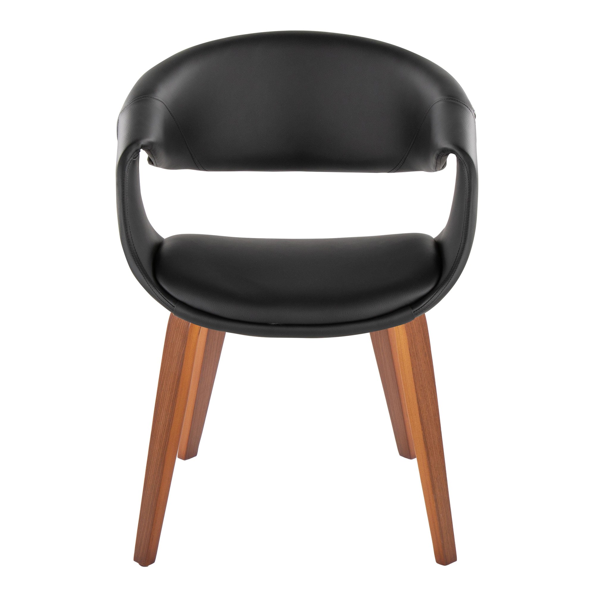 LumiSource Curvo Walnut Black Faux Leather Contemporary Chairs (Set of 2) 7 LumiSource Curvo Walnut Black Faux Leather Contemporary Chairs (Set of 2) - Image 7