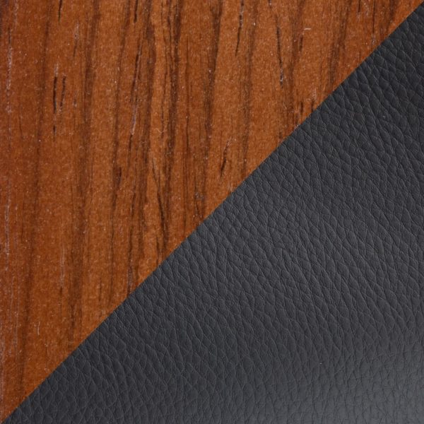LumiSource Curvo Walnut Black Faux Leather Contemporary Chairs Set of 2 8