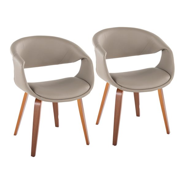 LumiSource Curvo Walnut Grey Contemporary Chair Set of 2 1