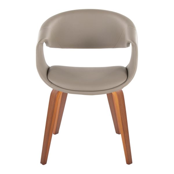 LumiSource Curvo Walnut Grey Contemporary Chair Set of 2 6