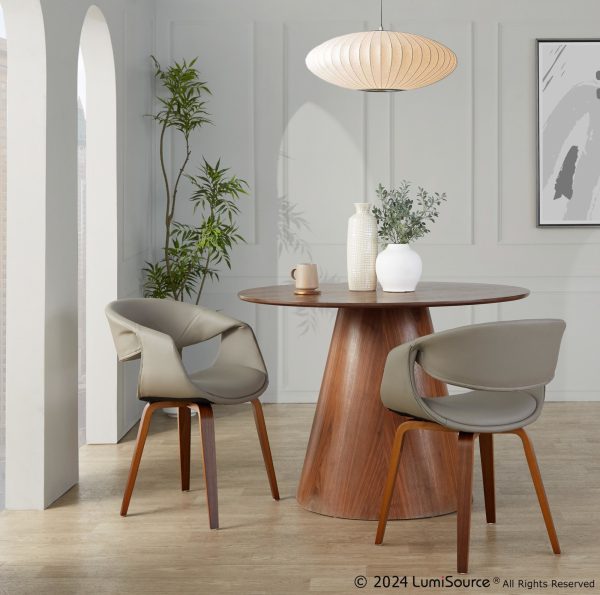 LumiSource Curvo Walnut Grey Contemporary Chair Set of 2