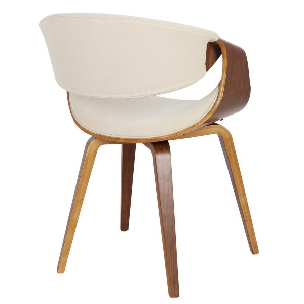 LumiSource Curvo Walnut and Cream Mid Century Modern Chair 10