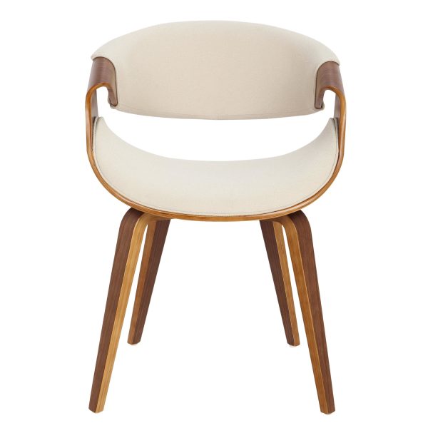 LumiSource Curvo Walnut and Cream Mid Century Modern Chair 12