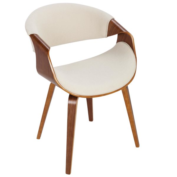 LumiSource Curvo Walnut and Cream Mid Century Modern Chair 13