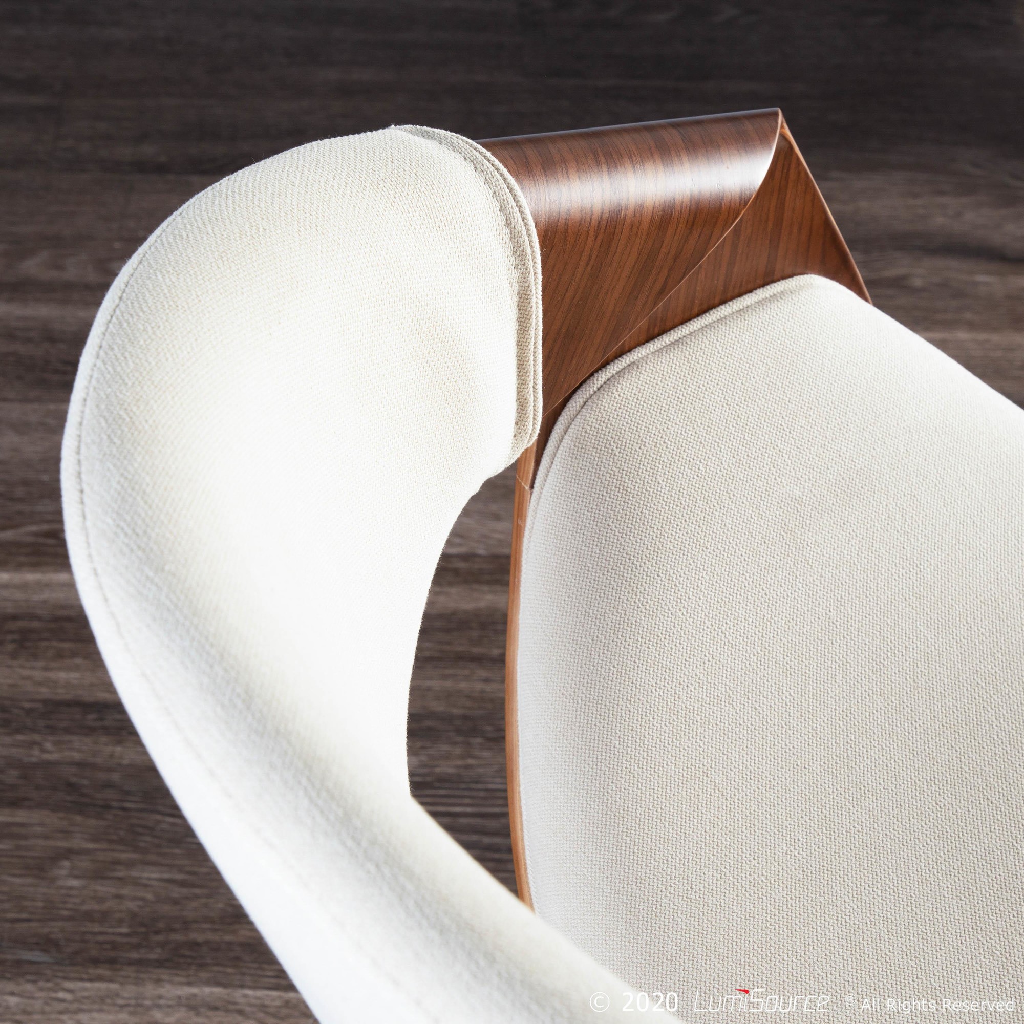 LumiSource Curvo Walnut and Cream Mid-Century Modern Chair 4 LumiSource Curvo Walnut and Cream Mid-Century Modern Chair - Image 4