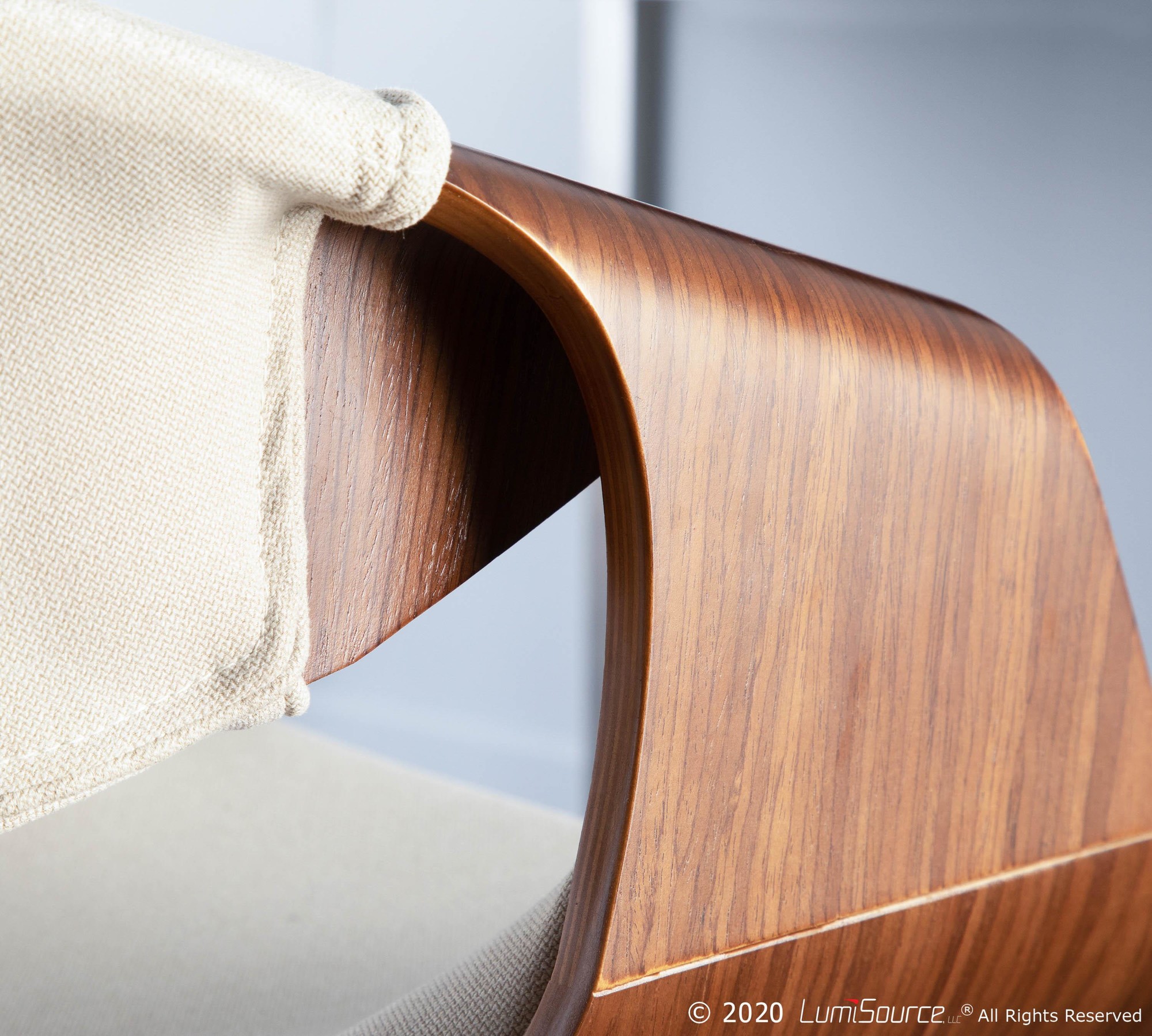 LumiSource Curvo Walnut and Cream Mid-Century Modern Chair 5 LumiSource Curvo Walnut and Cream Mid-Century Modern Chair - Image 5