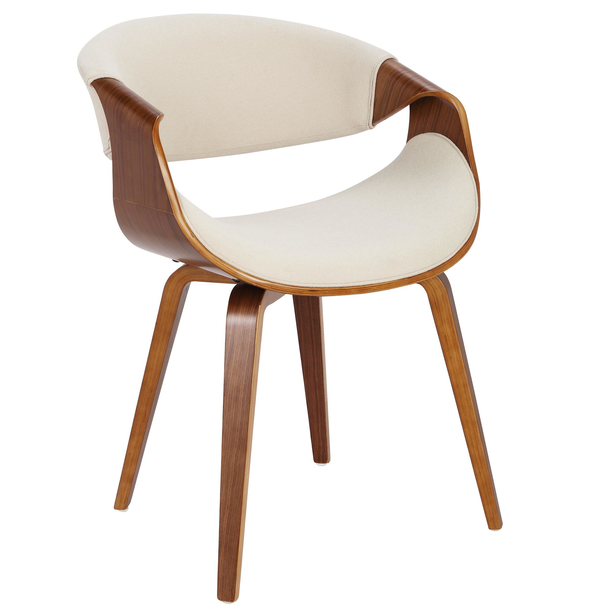 LumiSource Curvo Walnut and Cream Mid-Century Modern Chair 9 LumiSource Curvo Walnut and Cream Mid-Century Modern Chair - Image 9