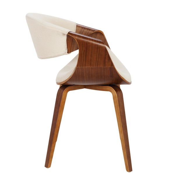 LumiSource Curvo Walnut and Cream Mid Century Modern Chair 9