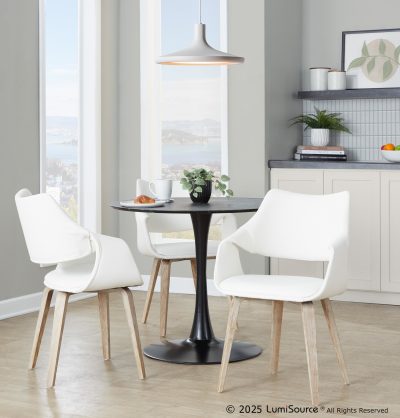 LumiSource Curvo Whitewashed Wood White Faux Leather Contemporary Chairs (Set of 2)