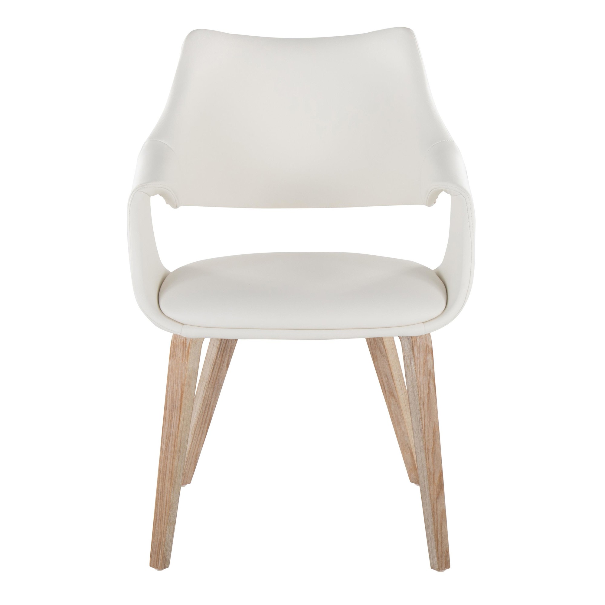 LumiSource Curvo Whitewashed Wood White Faux Leather Contemporary Chairs (Set of 2) 7 LumiSource Curvo Whitewashed Wood White Faux Leather Contemporary Chairs (Set of 2) - Image 7