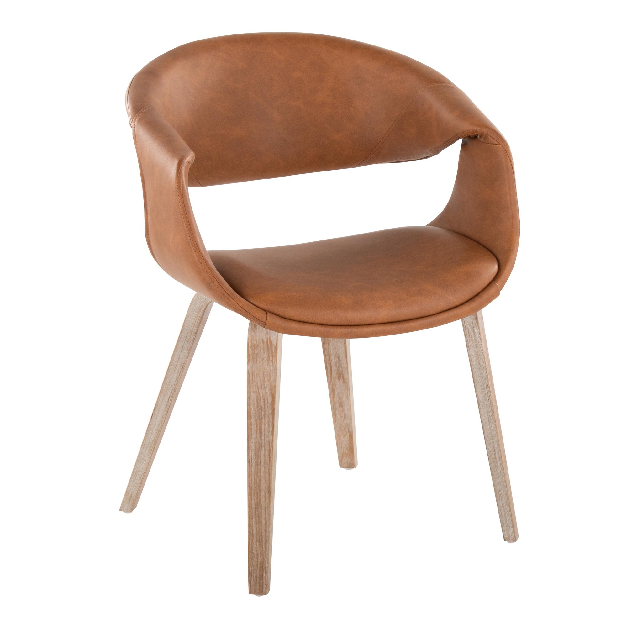 LumiSource Curvo Whitewashed Wood and Camel Contemporary Chairs (Set of 2) 3 LumiSource Curvo Whitewashed Wood and Camel Contemporary Chairs (Set of 2) - Image 3