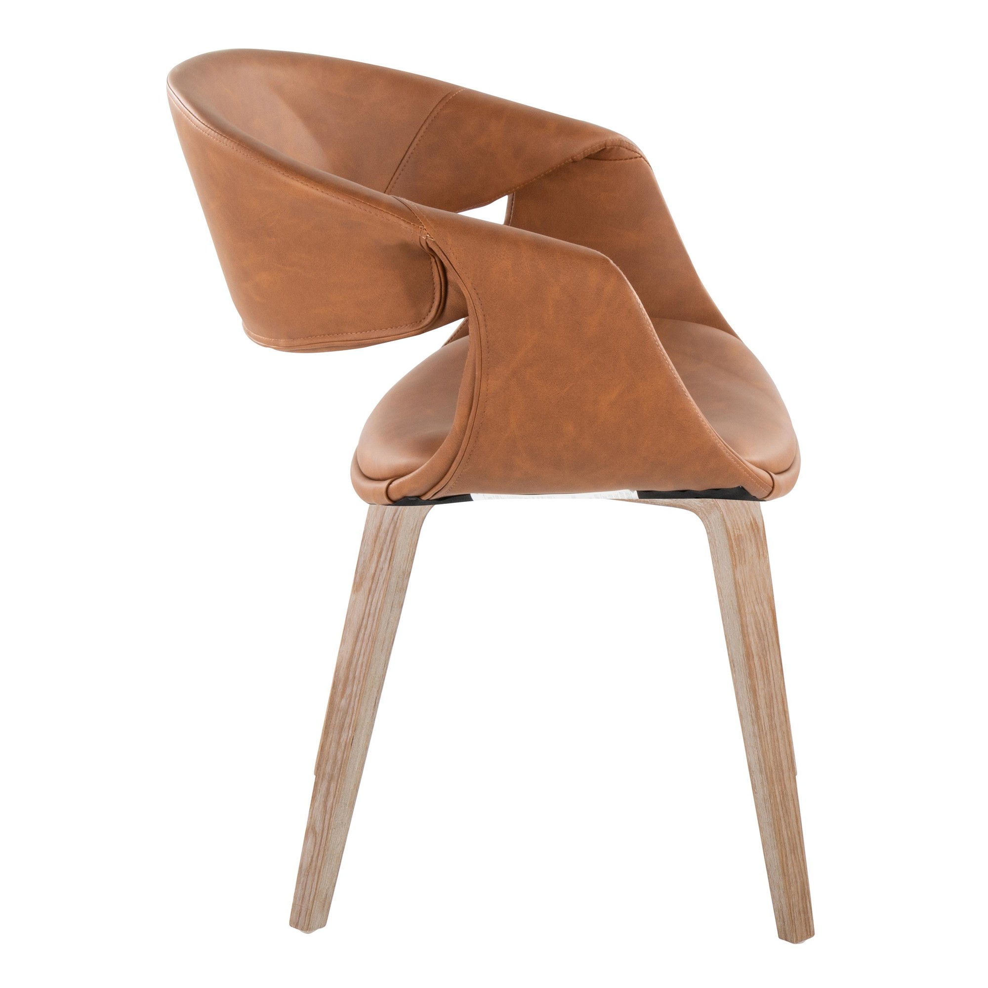 LumiSource Curvo Whitewashed Wood and Camel Contemporary Chairs (Set of 2) 4 LumiSource Curvo Whitewashed Wood and Camel Contemporary Chairs (Set of 2) - Image 4