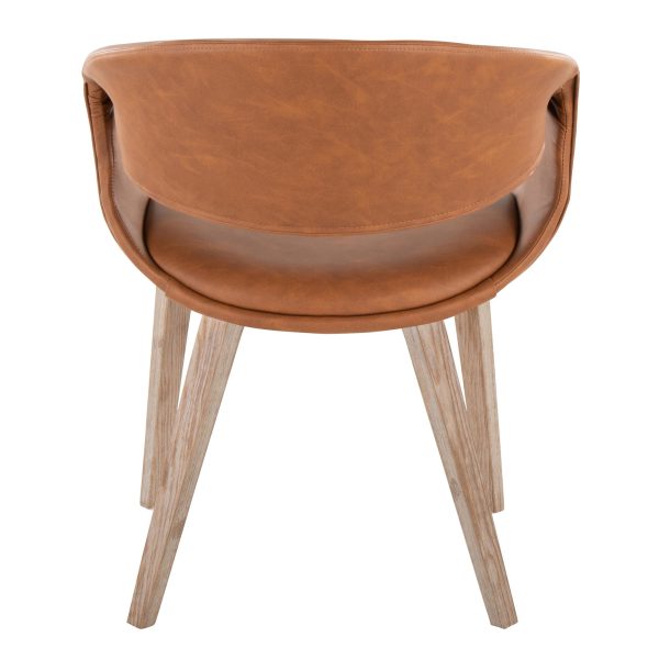 LumiSource Curvo Whitewashed Wood and Camel Contemporary Chairs Set of 2 5
