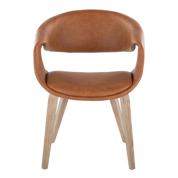 LumiSource Curvo Whitewashed Wood and Camel Contemporary Chairs Set of 2 6
