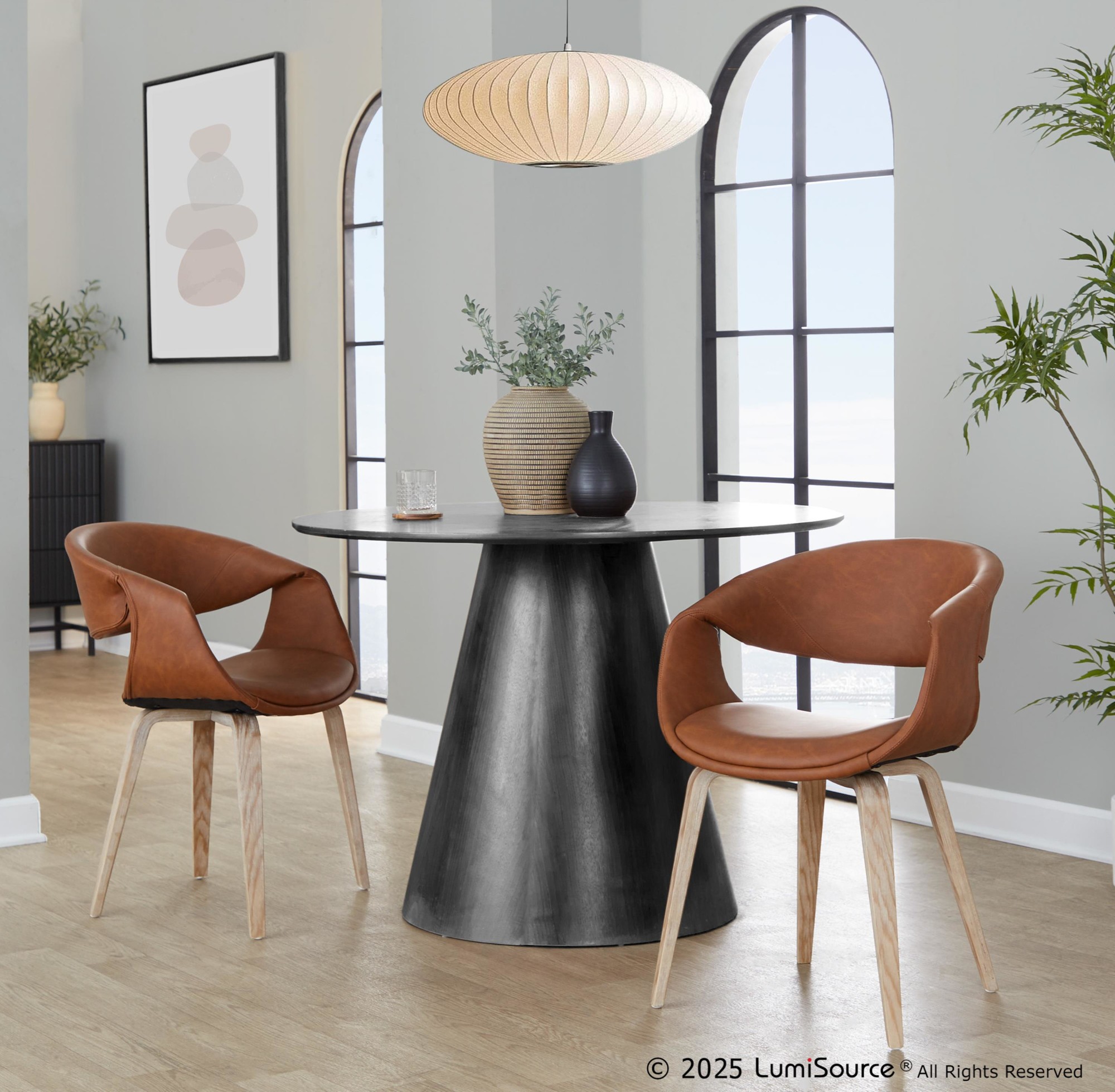 LumiSource Curvo Whitewashed Wood and Camel Contemporary Chairs (Set of 2) 1 LumiSource Curvo Whitewashed Wood and Camel Contemporary Chairs (Set of 2)