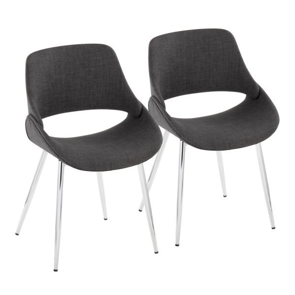 LumiSource Fabrico Charcoal Mid Century Modern Chairs Set of 2 2