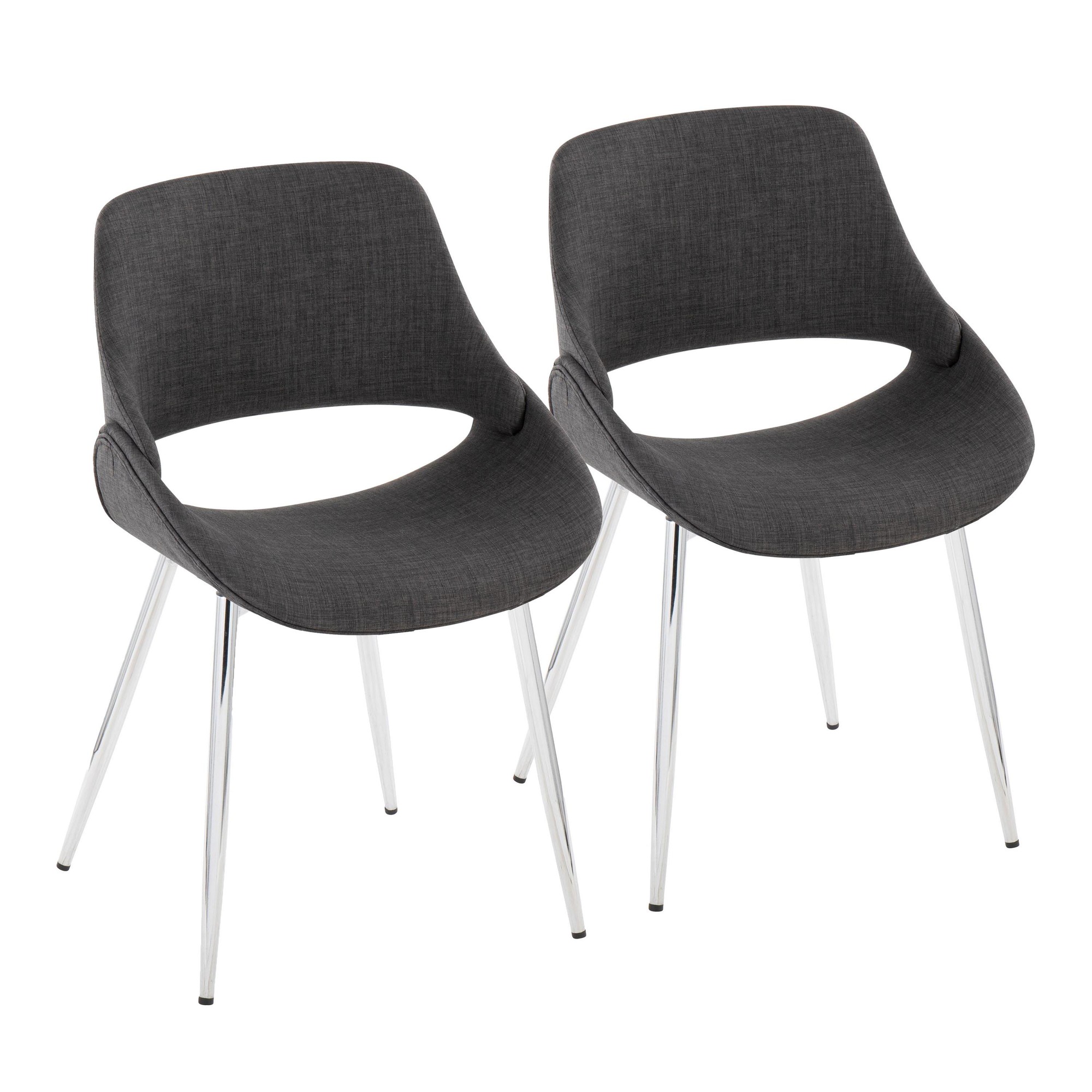 LumiSource Fabrico Charcoal Mid-Century Modern Chairs (Set of 2) 3 LumiSource Fabrico Charcoal Mid-Century Modern Chairs (Set of 2) - Image 3