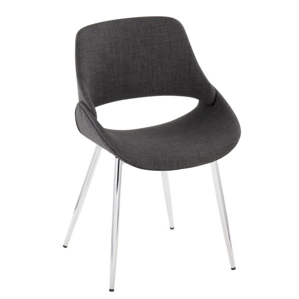 LumiSource Fabrico Charcoal Mid Century Modern Chairs Set of 2 3