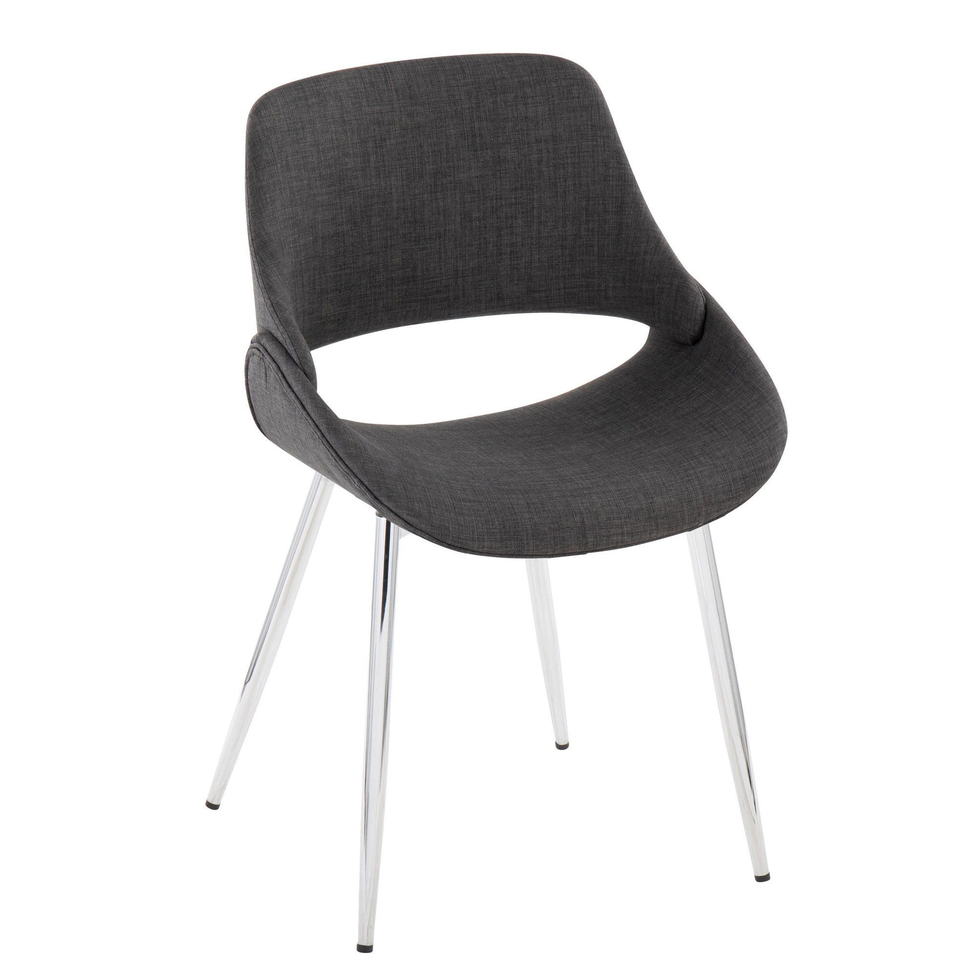 LumiSource Fabrico Charcoal Mid-Century Modern Chairs (Set of 2) 4 LumiSource Fabrico Charcoal Mid-Century Modern Chairs (Set of 2) - Image 4