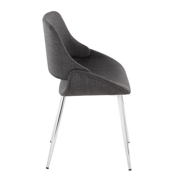 LumiSource Fabrico Charcoal Mid Century Modern Chairs Set of 2 4