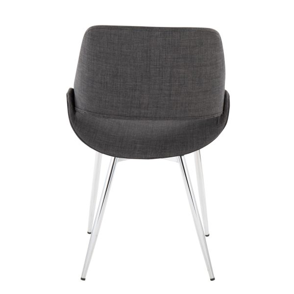 LumiSource Fabrico Charcoal Mid Century Modern Chairs Set of 2 6