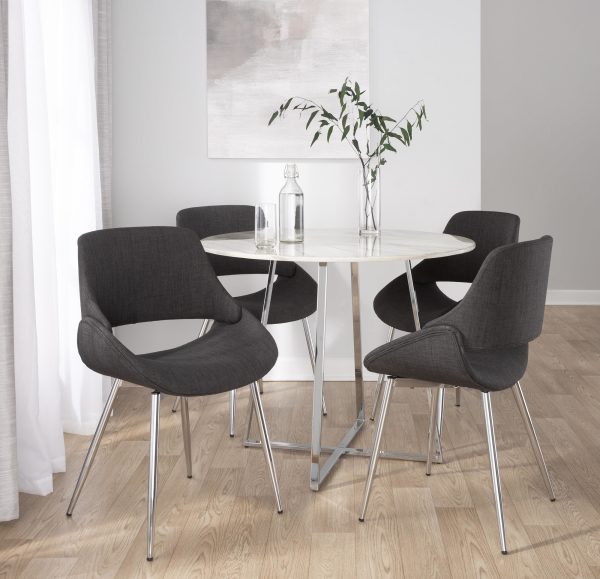 LumiSource Fabrico Charcoal Mid Century Modern Chairs Set of 2