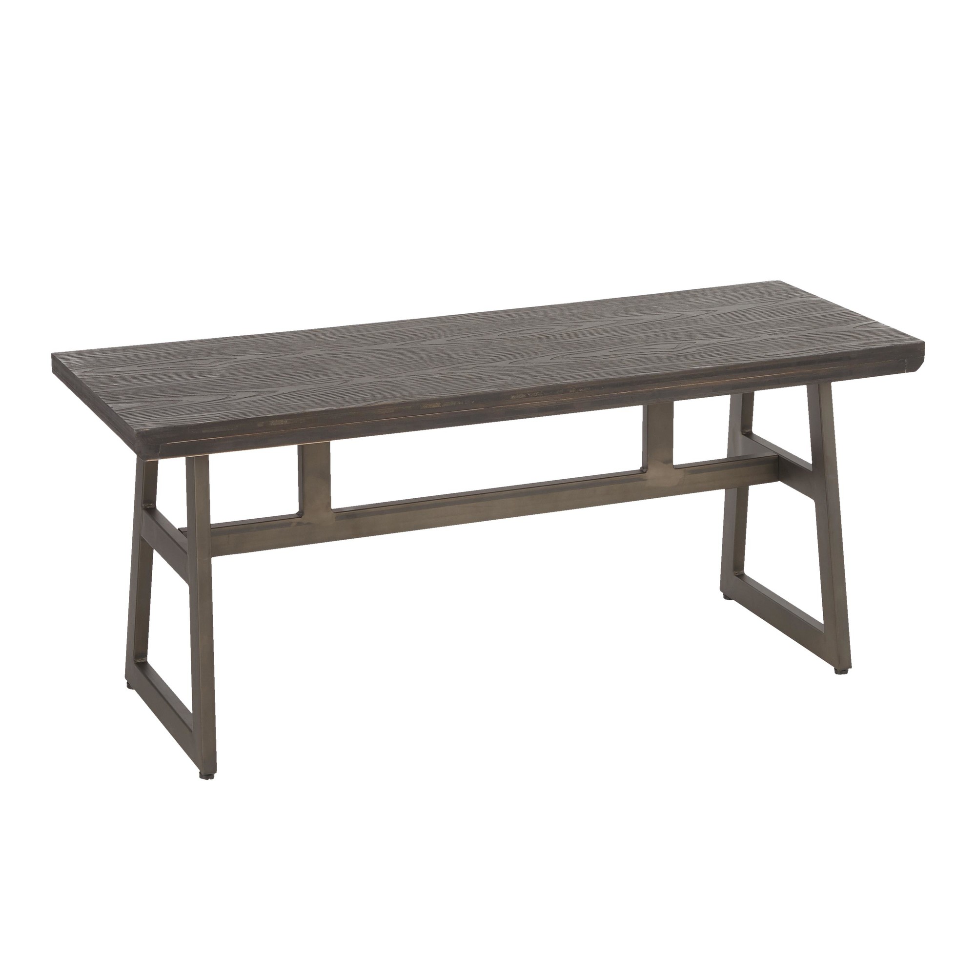 LumiSource Geo Industrial Antique Metal Espresso Bamboo Bench 2 LumiSource Geo Industrial Antique Metal Espresso Bamboo Bench - Image 2