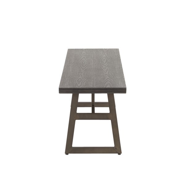 LumiSource Geo Industrial Antique Metal Espresso Bamboo Bench 2