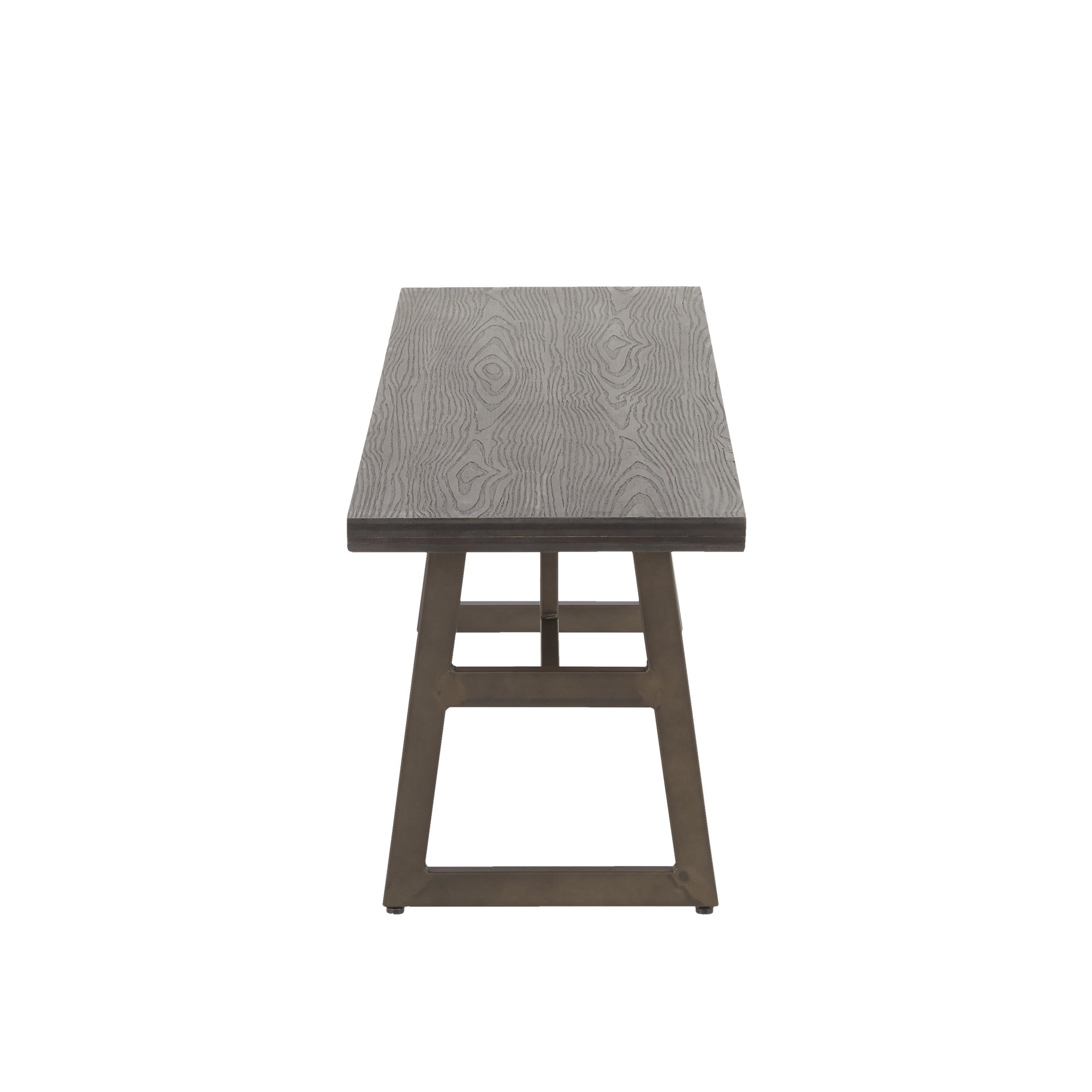 LumiSource Geo Industrial Antique Metal Espresso Bamboo Bench 3 LumiSource Geo Industrial Antique Metal Espresso Bamboo Bench - Image 3