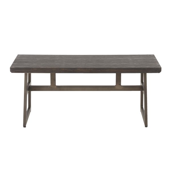 LumiSource Geo Industrial Antique Metal Espresso Bamboo Bench 4