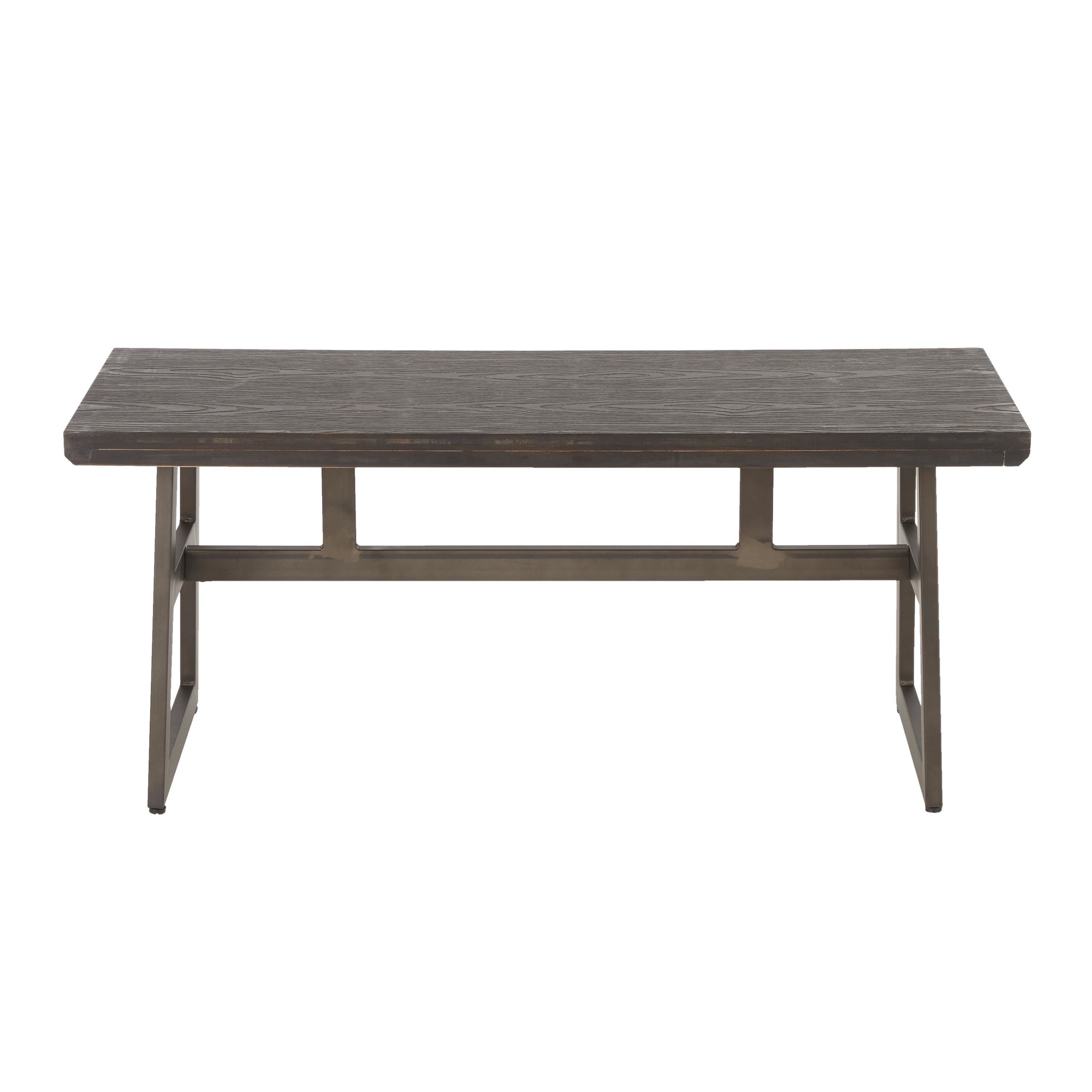 LumiSource Geo Industrial Antique Metal Espresso Bamboo Bench 5 LumiSource Geo Industrial Antique Metal Espresso Bamboo Bench - Image 5