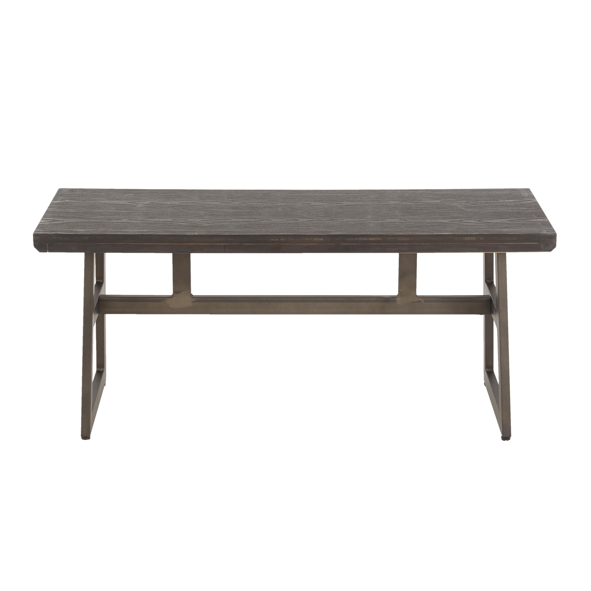 LumiSource Geo Industrial Antique Metal Espresso Bamboo Bench 6 LumiSource Geo Industrial Antique Metal Espresso Bamboo Bench - Image 6