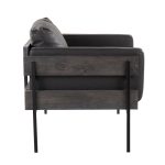 LumiSource Kari Black Faux Leather Farmhouse Accent Chair