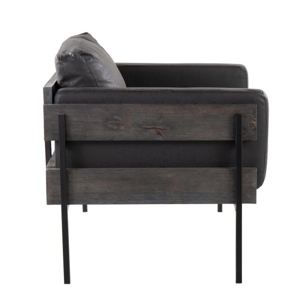 LumiSource Kari Black Faux Leather Farmhouse Accent Chair 1