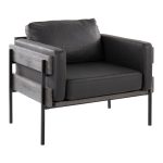 LumiSource Kari Black Faux Leather Farmhouse Accent Chair