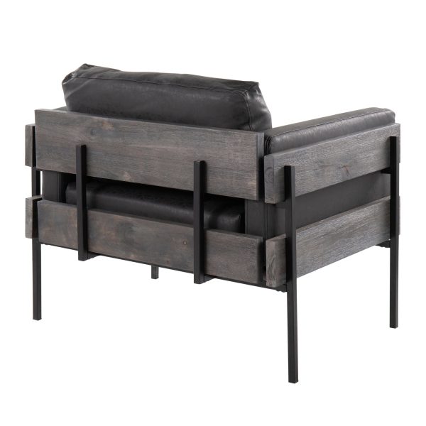 LumiSource Kari Black Faux Leather Farmhouse Accent Chair 2